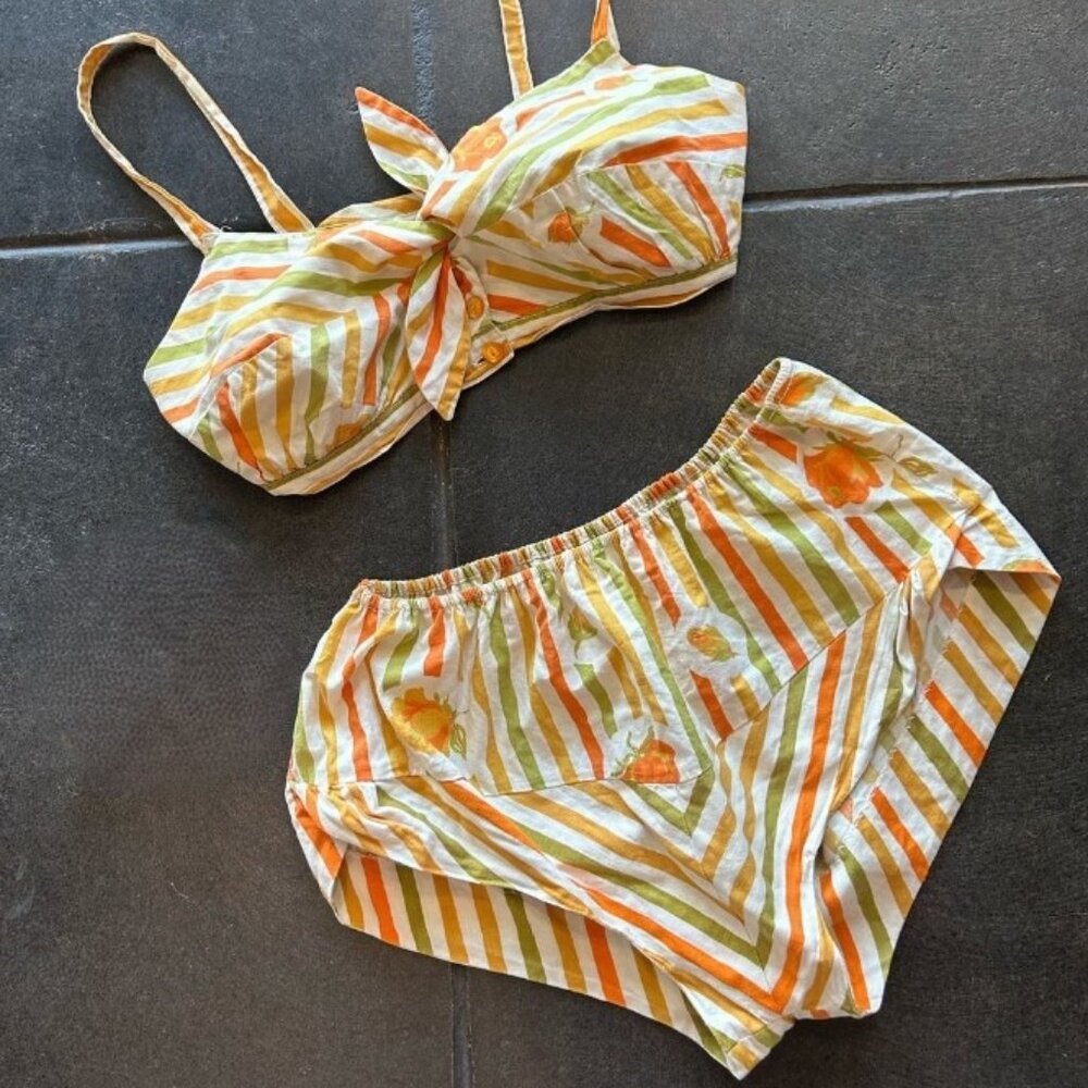 Vintage 1960's Two Piece Cotton Set | Tommies by Gotham Gold Stripe